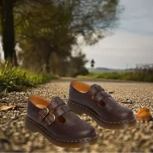 DR. MARTENS 8065 メリージェーン ブラウンCrazy horse Dr. Martens Brown 8065 Crazy Horse Leather Mary Jane Loafers Dr